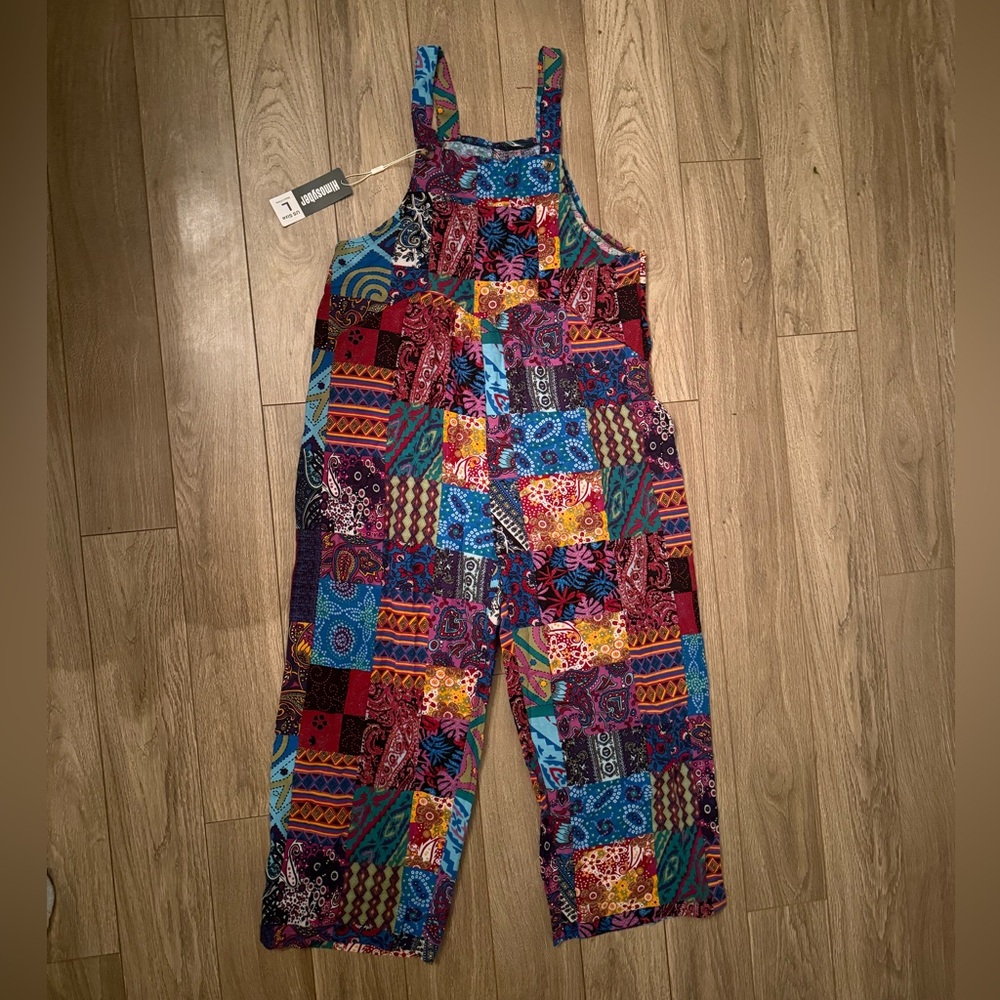 Colorful Patchwork Boho Overalls